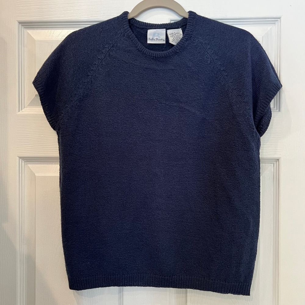 Bobbie Brooks Sweater Vest Acrylic Knit Navy Blue Classic Preppy  Minimalist M